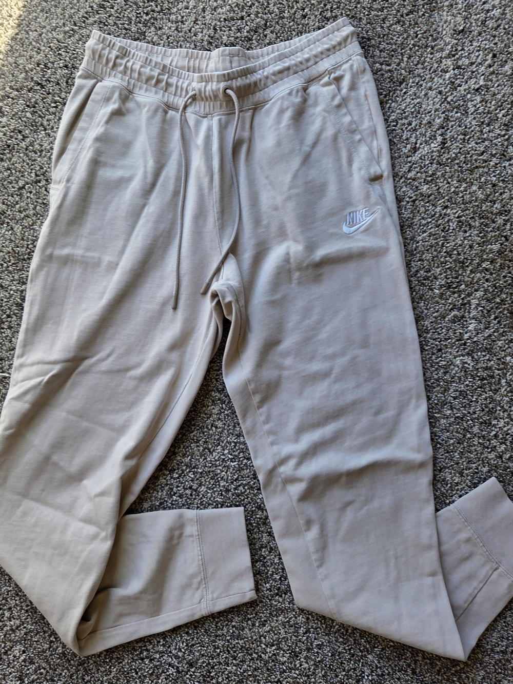 Nike Men’s Beige/Tan Slim Joggers with Drawstring